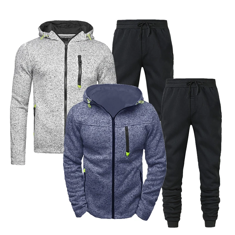 Sports Jacket and Pants Men's Warm Sports Suit Solid Casual Men Clothing Workout Jogger Running Fitness Sportswear Training Set