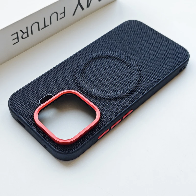 Magnetic Luxury Weave PU Leather Anti-fall Phone Case with Wireless Charging Compatibility