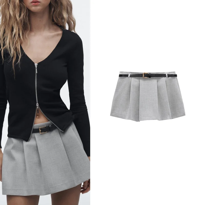 

Summer New Women's High-waist Slimming Wide Pleated Skirt Pants With Belt Anti-light A-line Skirt Pants