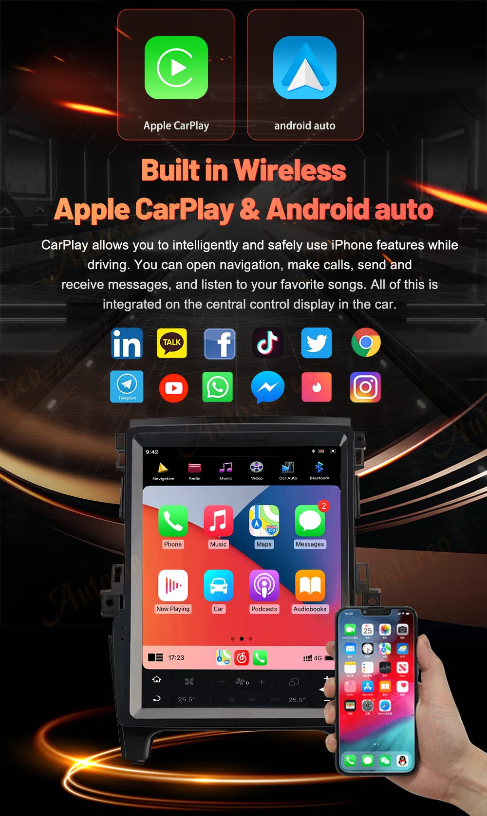 14.4 Android 13 Carplay Screen For Ford Explorer 2011-2019 SYNC 1 2 3 Tesla Styl