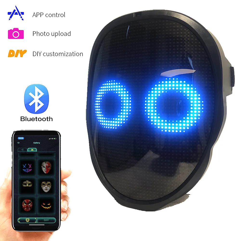 Светодиодные лампы RGB с Bluetooth 2074 светящаяся маска для вечеринки сделай сам