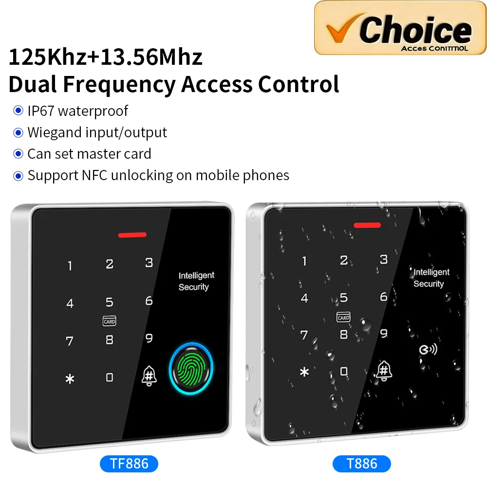 Dual Frequency 125Khz+13.56Mhz Fingerprint Access Control Keypad Waterproof Fingerprint Digital Electronic Lock Door Opener
