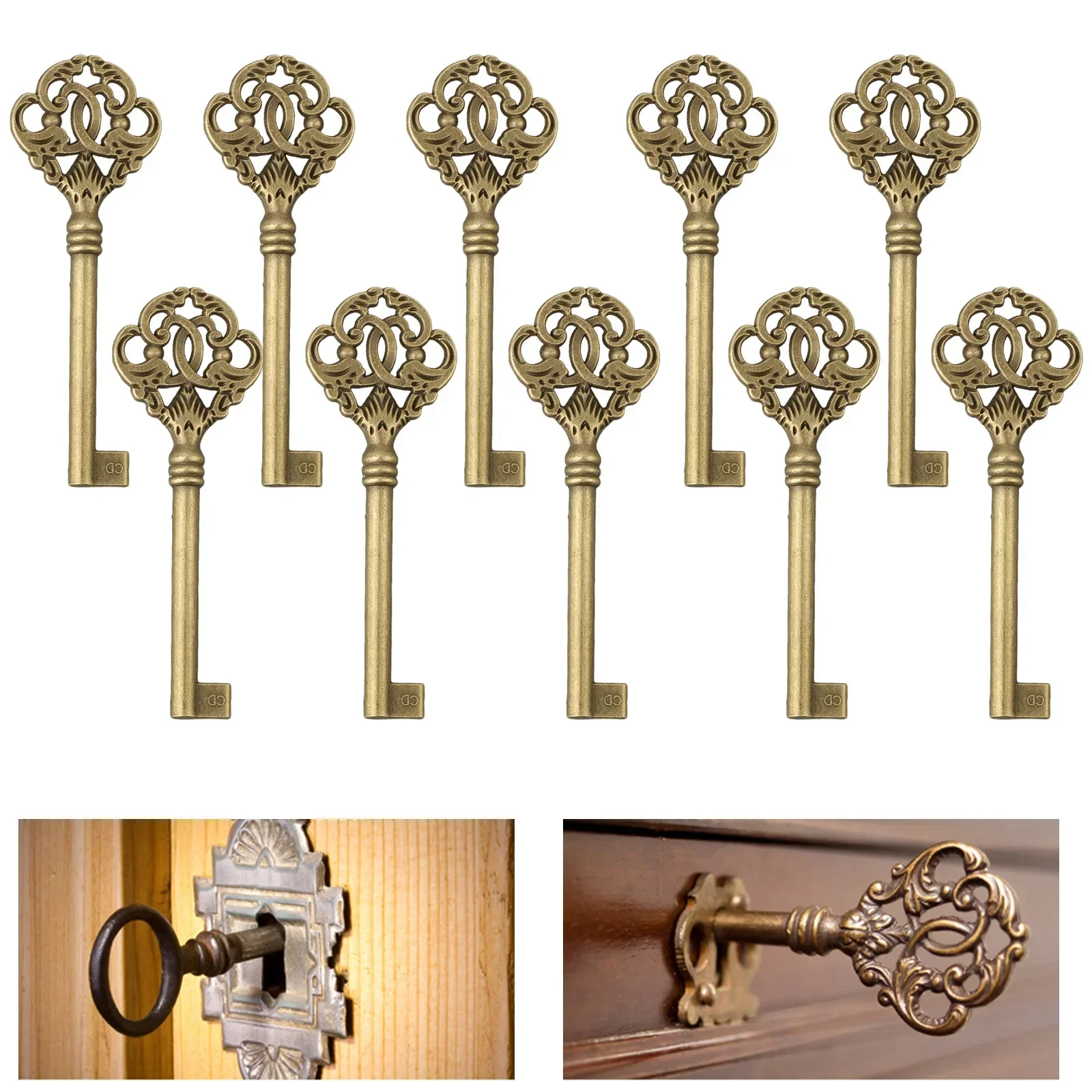 For Furniture Cabinet Vintage Key 10pcs Furniture Cabinet Antique Open Skeleton Vintage Style Easy Installation