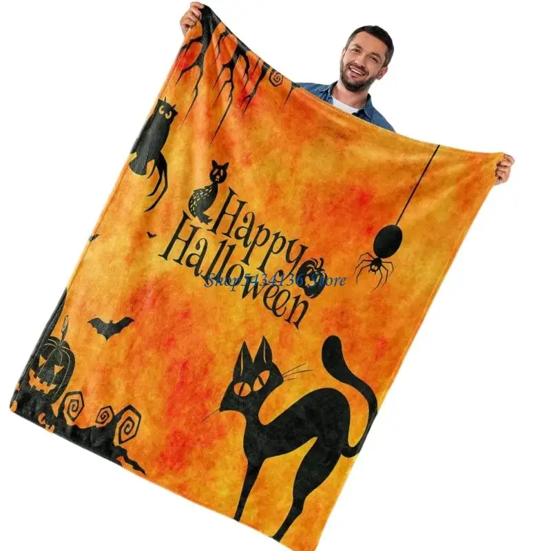 H7ED Polyester Halloweens Decken -lebendige Farbfast -Designs tragbar faltbar für Partys Camping -Heimkino – Detail 1