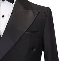 Cenne Des Graoom 2024 New Elegant Tuxedo Suits for Men Double Breasted Black Satin Collar Jacket Pant 2Pcs Set Wedding Evening 2