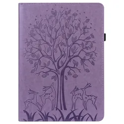 Elegant Floral Butterfly Tablet Case for 11-Inch Devices - Premium PU TPU Protective Cover with Card Holder + Bonus Gift (Purple deer yx)