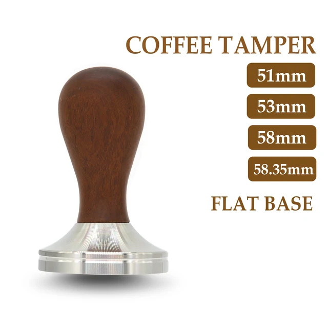 51/53/58/58,35 Mm -Es Kávécsonkítás 304Stailtle Acél Piros Szantálfa Fogantyúval Tamper Espresso Por Kávé Kiegészítők A Barista Számára - Image 2