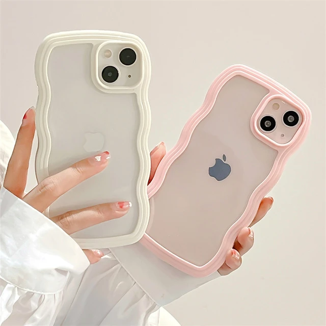 New Fashion Cute Transparent Curly Wave Case for iPhone 11 12 13 Pro Max 13  Pro