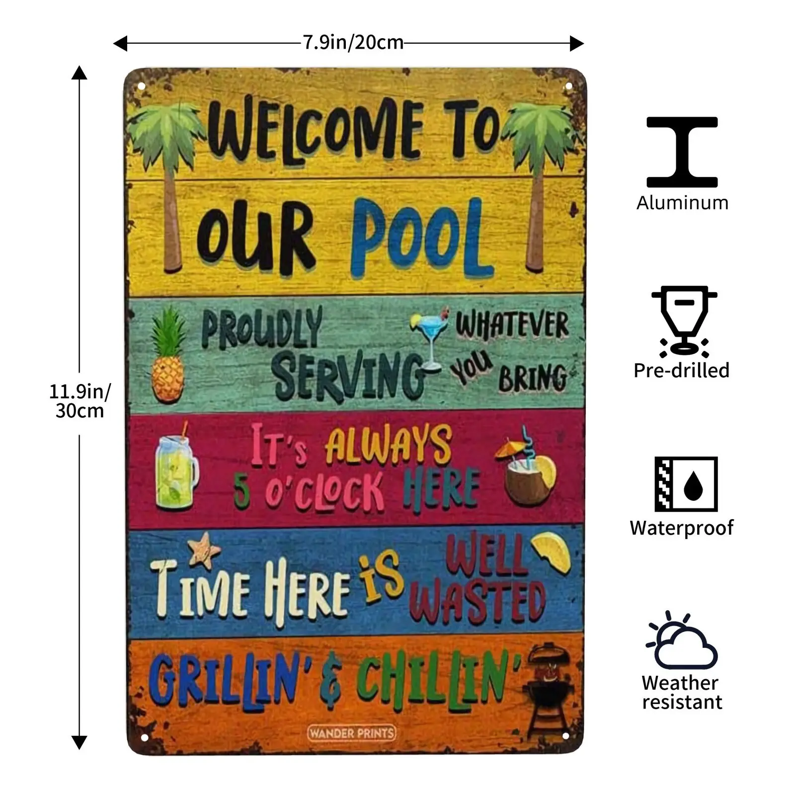 

Metal Aluminum Sign, Welcome To Our Pool Wall Art Decor, Retro Vintage Kitchen Bedroom Wall Decor Cafe Living Room Wall Decor