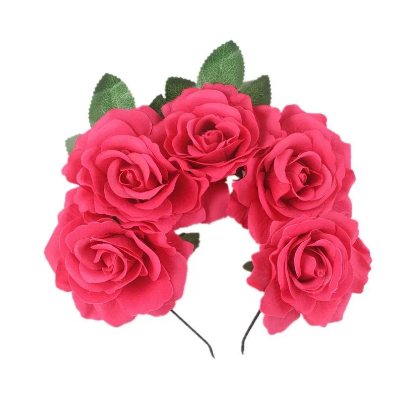 

Flower Crown Rose Flower Hairband Hair Ornaments Wedding Flowers Bride Party Prom Decor Princess Headpiece Girls Hair Acessories