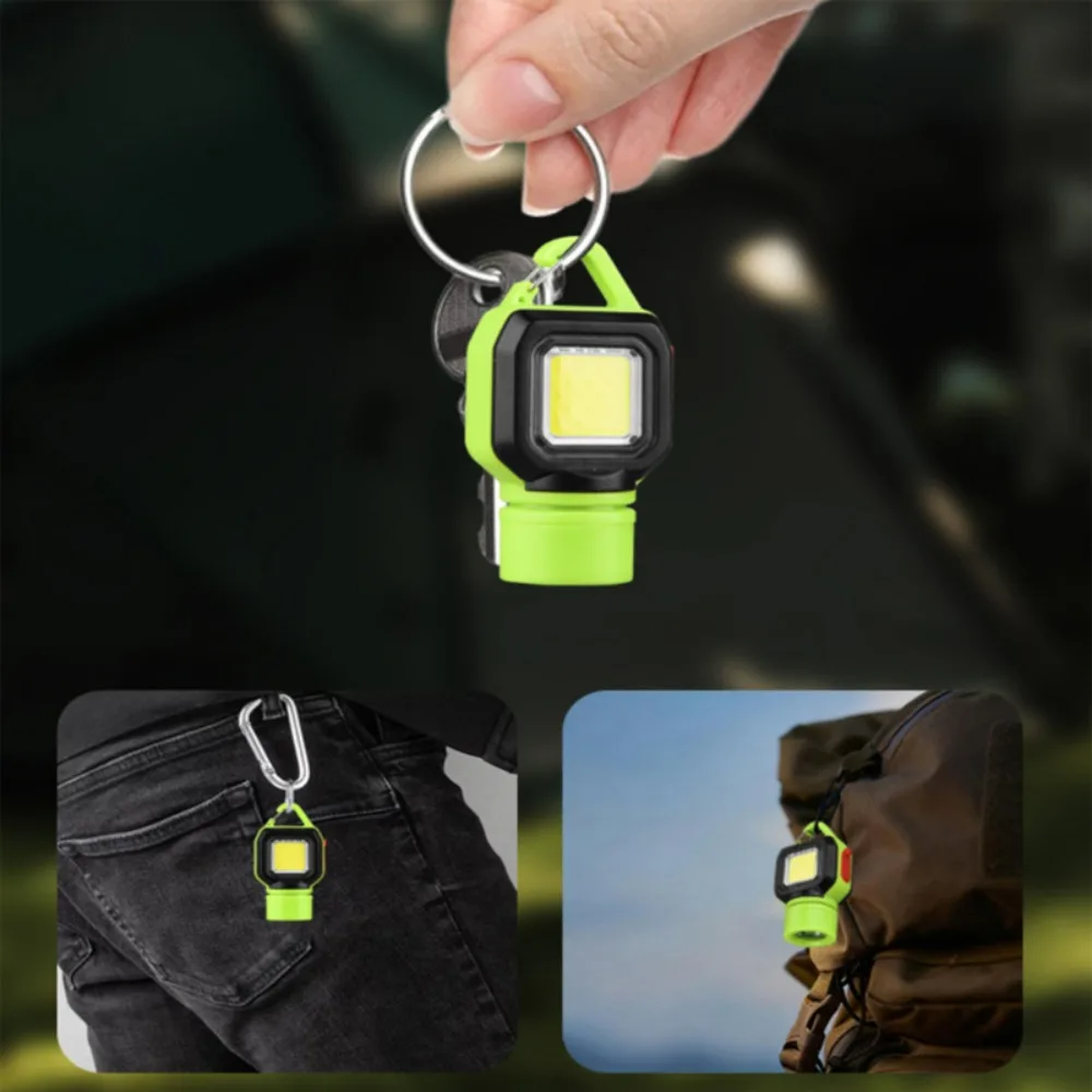 COB 휴대용 키체인 라이트 USB 충전식 자기 방수 LED 작업 조명 손전등 야외 캠핑 하이킹 비상용