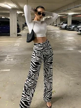  Comfortable Wide Leg Pants Women Fashion Animal Zebra Print Casual Trousers Loose Sexy High Waist Pants Straight S-XL 