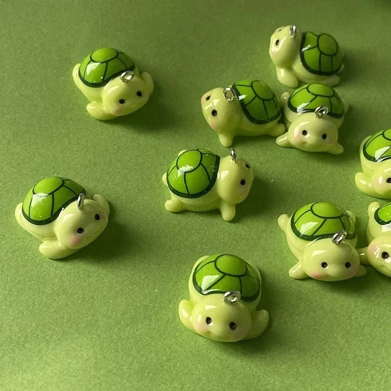 10개 귀여운 3D 작은 거북이 레진 참 장식품 귀걸이 키체인 DIY 장 보석 만들기