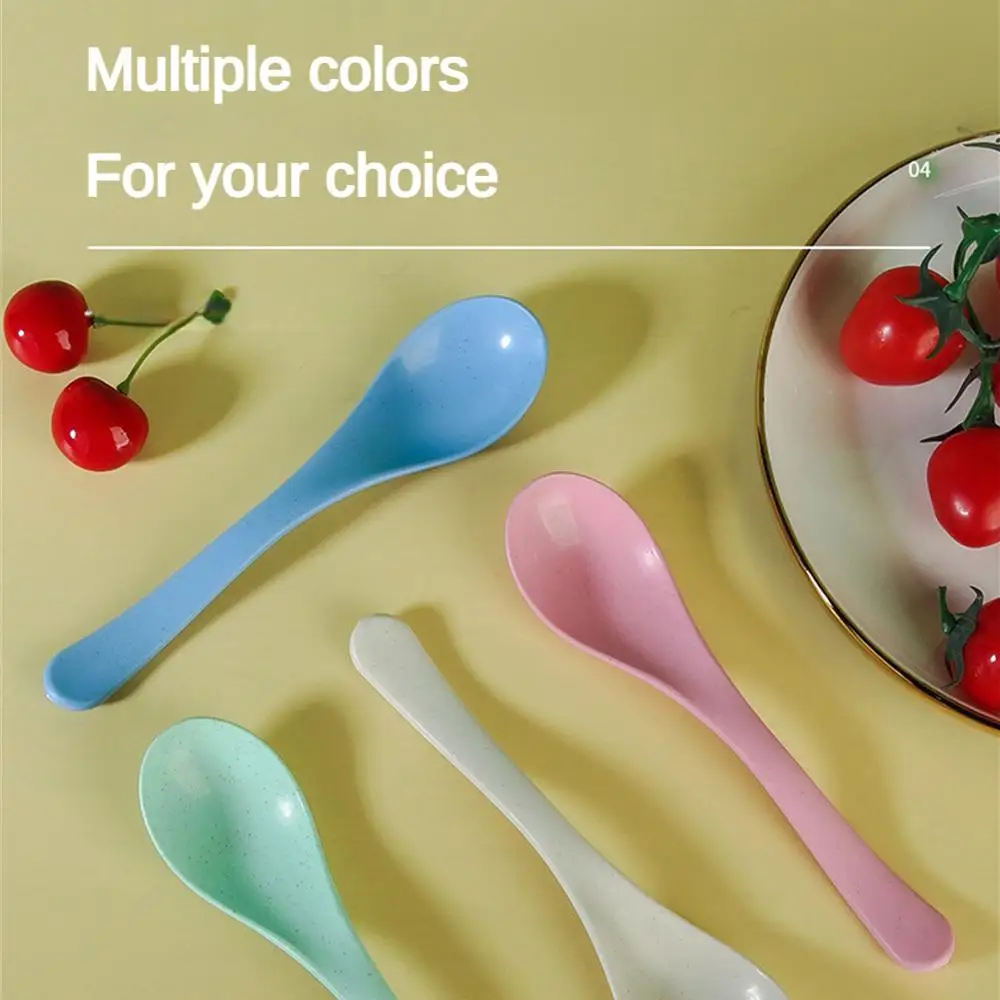 Childrens Spoon Rice Cereal 12g Kitchen Tools Wheat Straw Spoon Mini Durable Rests And Pot Clamps Child 16.5*3.9cm