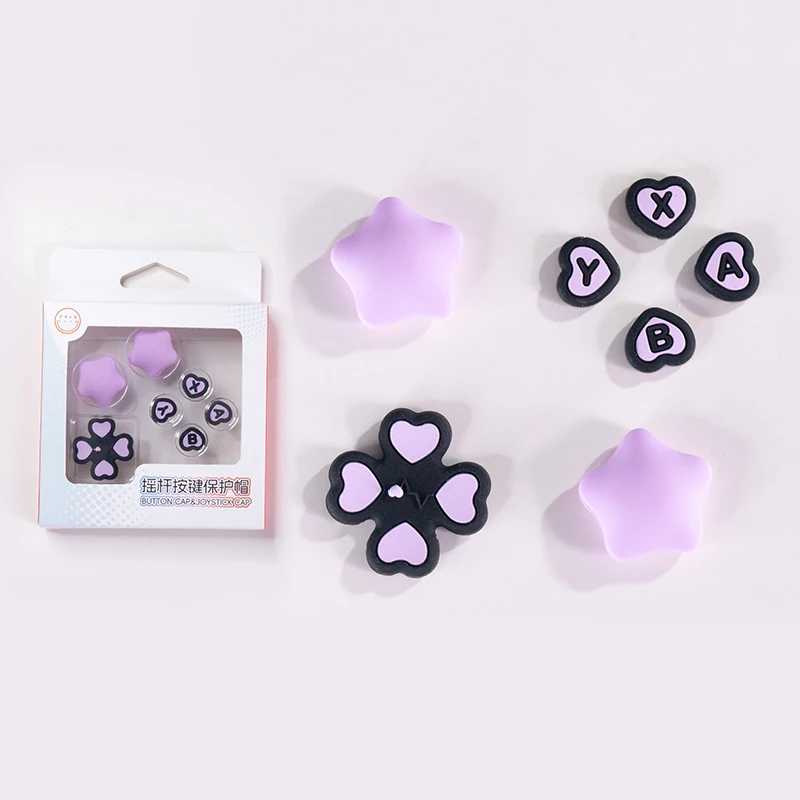 Vibrant Love Silicone Thumb Stick Grip & Key Sticker Set for Portable Gaming Console