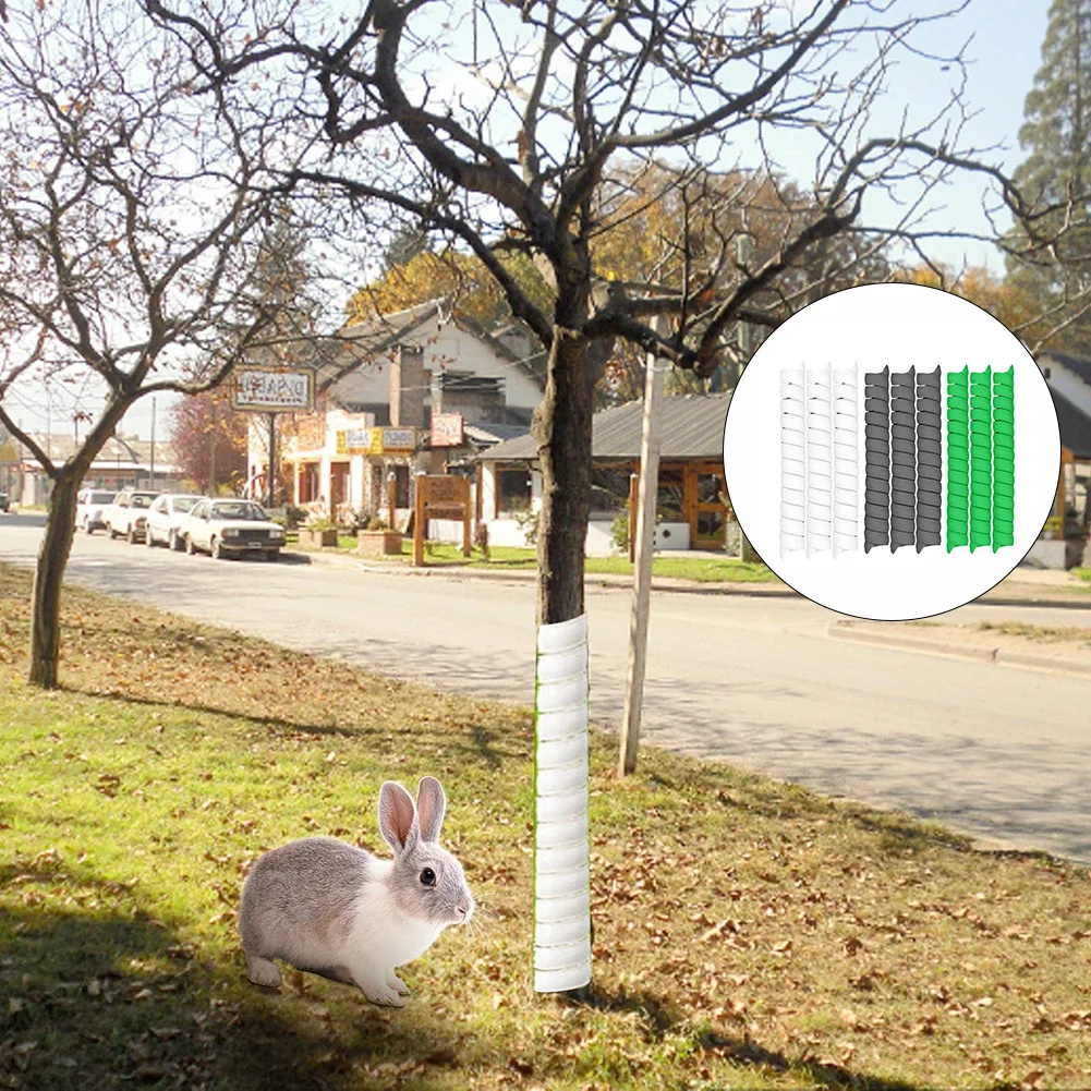 나무를 동물과 환경 손상으로부터 보호하는 나선형 디자인의 플라스틱 랩이 포함된 나무 줄기 보호대 9개