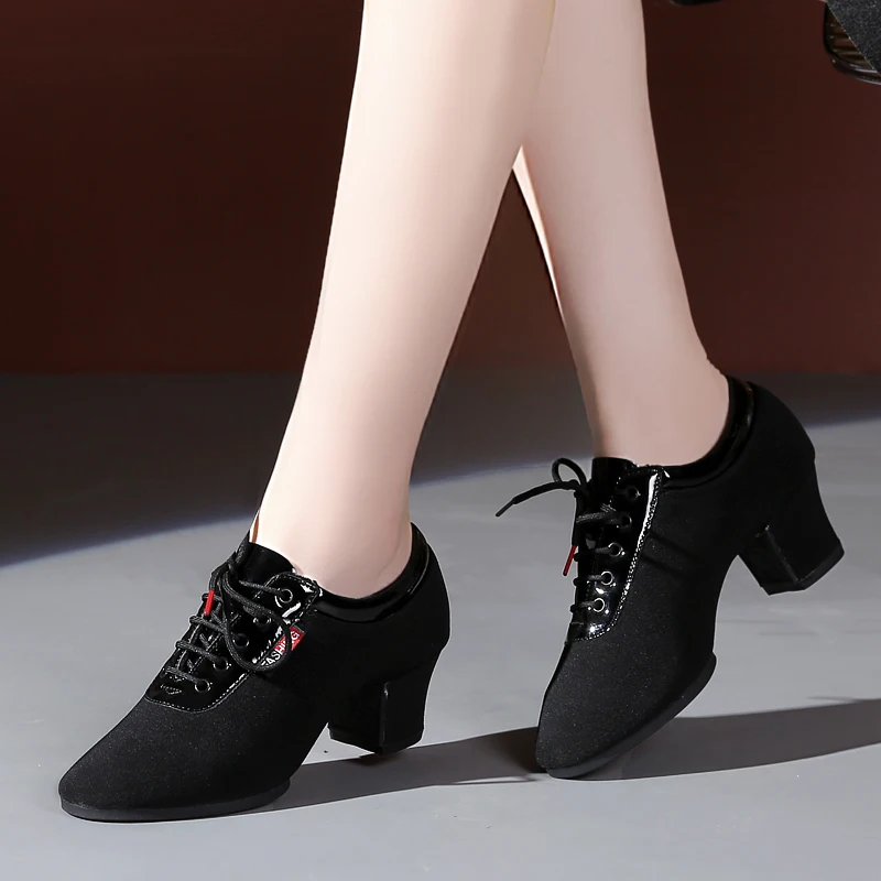 Women's Sports Oxford Cloth Shoes Latin Dance Shape Training Ladies Shoes Square Dance Shoes Breathable Ballroom Dancing Shoes