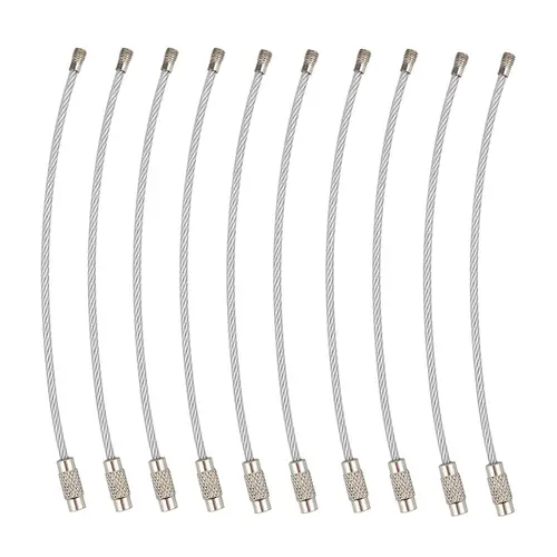 50~10pcs 10/15CM Stainless Steel Keychain Tag Rope Wire Cable Loop Screw Lock Gadget Rings Key Keyring Circle Camp Rope Fittings - Image 8