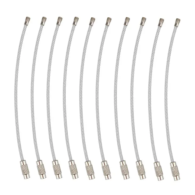 50~10pcs 10/15CM Stainless Steel Keychain Tag Rope Wire Cable Loop Screw Lock Gadget Rings Key Keyring Circle Camp Rope Fittings - Image 8