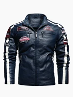 Men's motorcycle racing suit PU leather label color jacket 1
