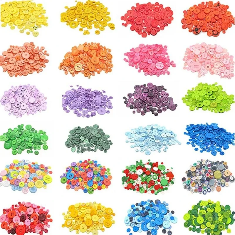 100PCS Colorful Mixed Resin Buttons Rotundity Household Handmade DIY Sewing Supplies Clothing Accessories Material Bags TMZ