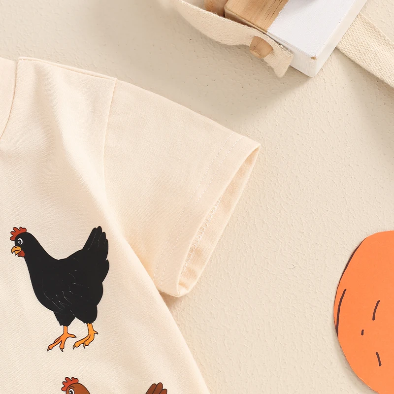 

Baby Summer Romper Chicken Print Short Sleeve Newborn Jumpsuit for Toddler Boy Girls Cute Clothes