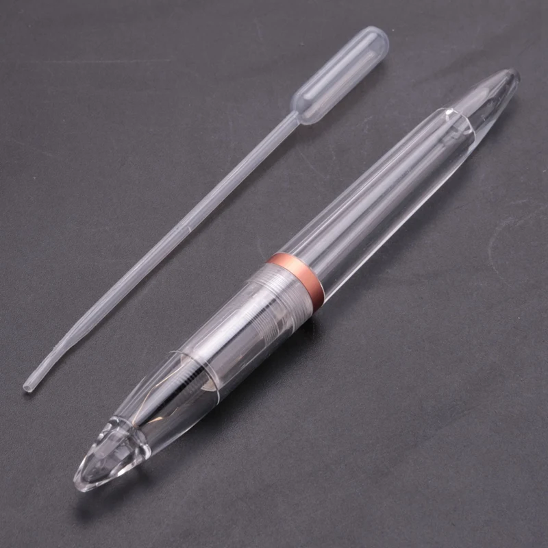 

2Set0.5Mm Nib Fountain Pen With Eyedropper High Capacity Transparent Pens Office School Supplies, Rose Gold & Gray