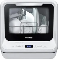 Portable Dishwasher Countertop with 5L Built-in Water Tank, No Hookup Needed, 6 Programs, 360° Dual Spray, 192℉ High-Temp& Air 1