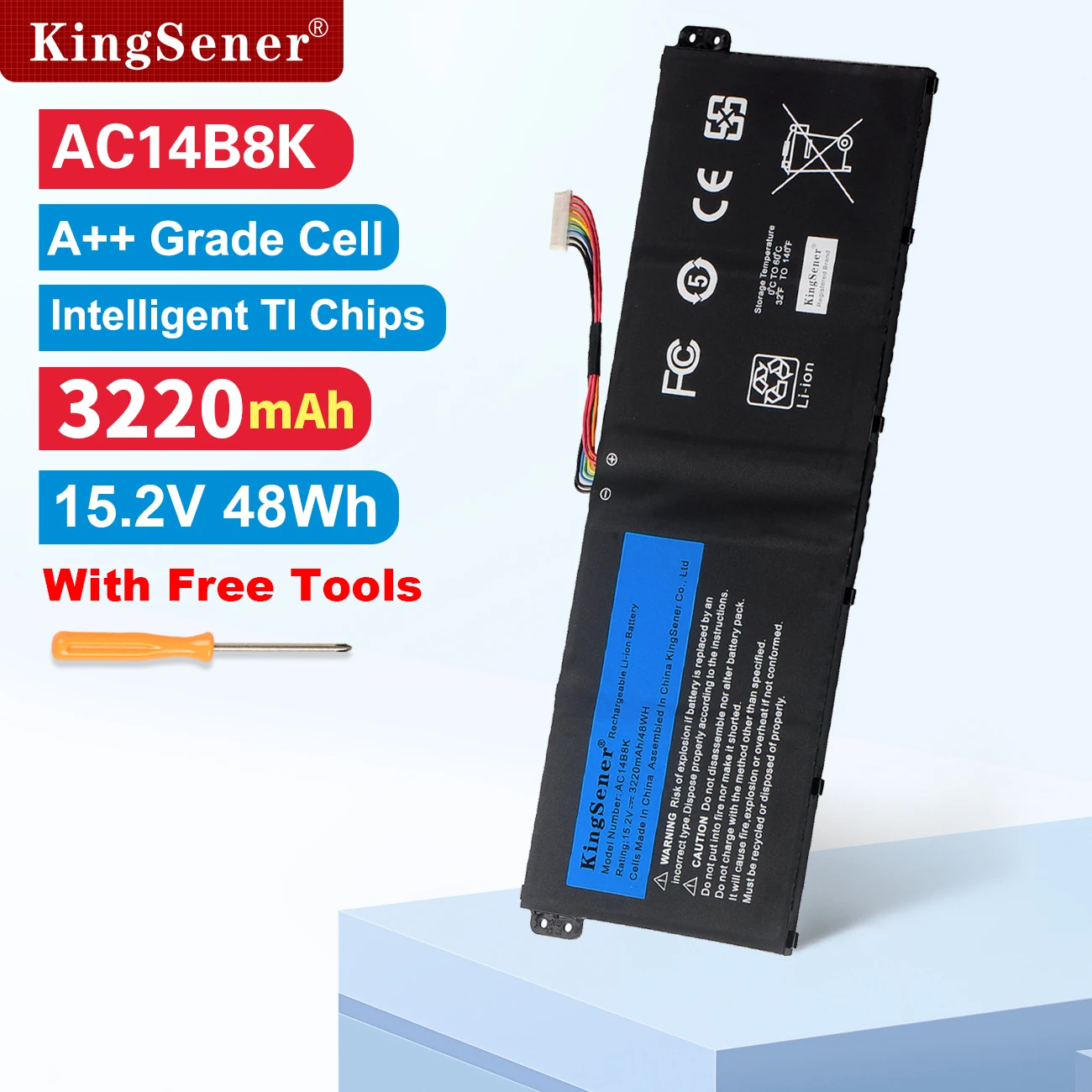 Kingsener-bateria para Acer Aspire Ac14b8k Cb3111 Cb5311 Es1511 Es1-512 Es1-520 S1-521 Es1-531 Es1731 E5-771g V3-371 V3-111