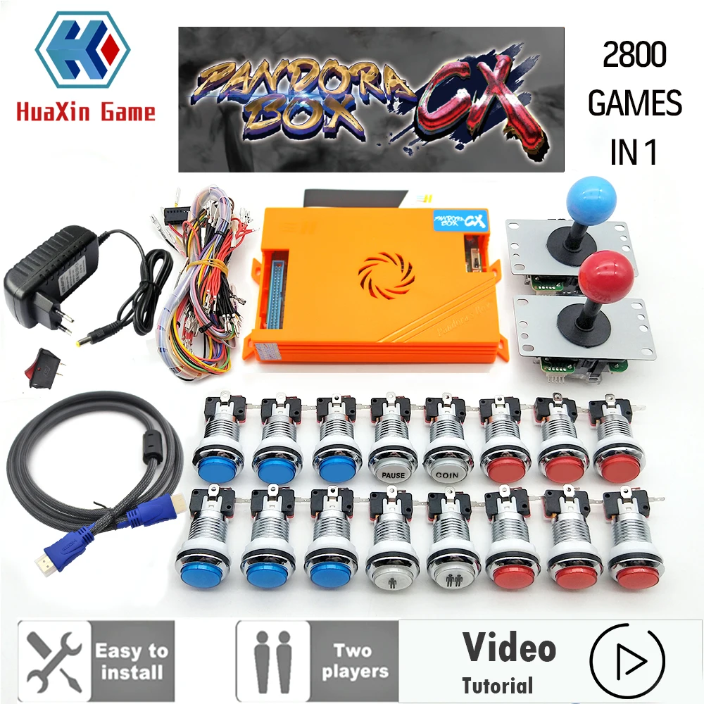 2800 In 1, Arcade Kit, Pandora Box Cx, LED Arcade Buttons, Mame, 5 Pin 8 Way Joystick, Arcade Kit, Pandora, 2 Players