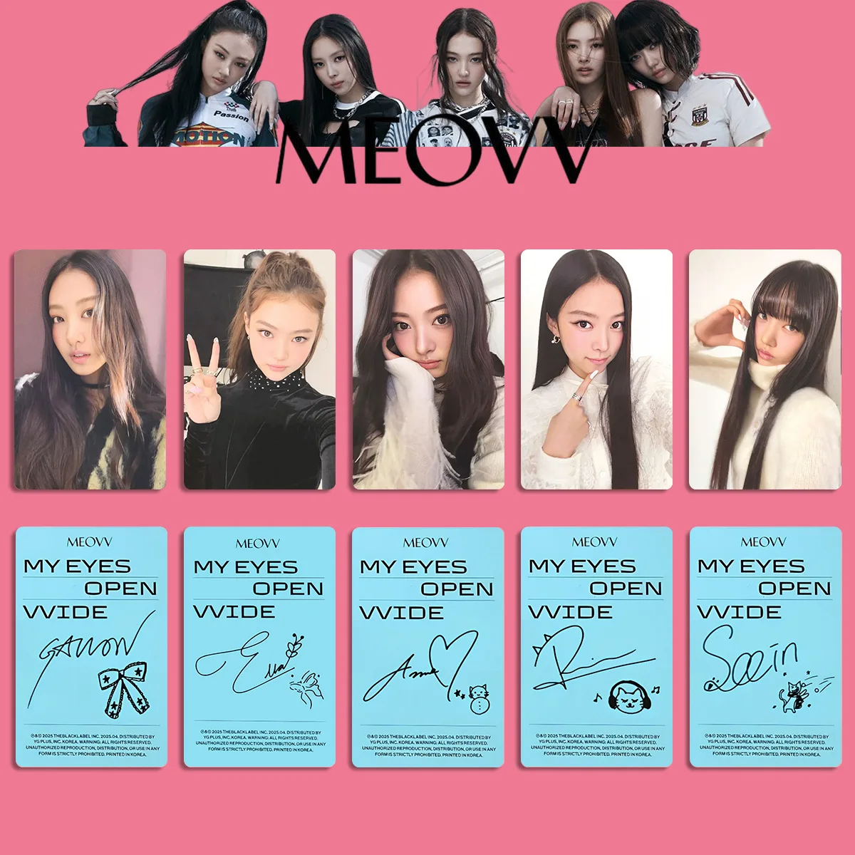 5Pcs KPOP MEOVV Photocards MY EYES OPEN VVIDE Album Postcard SOOIN