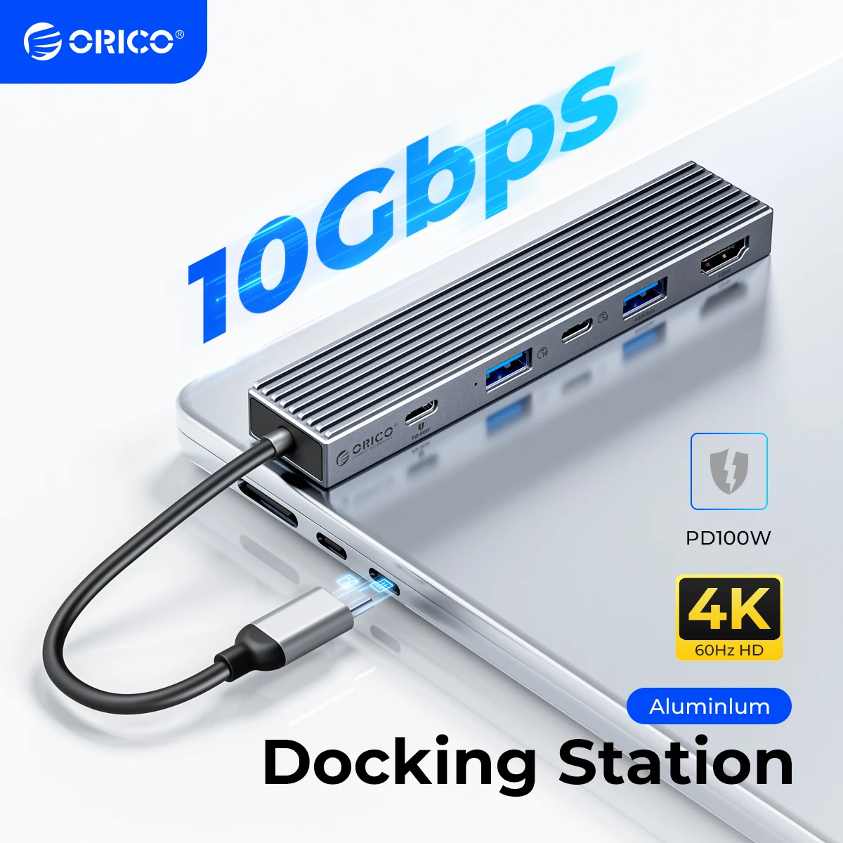 Orico 10gbps 4k60hz Usb Hub tipo c Docking Station Hdmi-divisor Compatível pd 100w Adaptador para Macbook Pro Acessórios para Portáteis