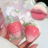 1pc Strawberry Keychain Warming Lip Balm Long Lasting Natural Pink Lipstick Tint Color Changing Lipstick Fruity Lips Care Makeup 1