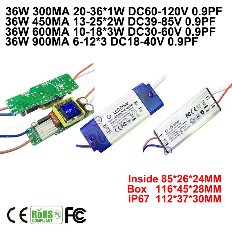 thumbnail image 2 of LED Driver Power Supply 3-10W 300-900mA For COB Spotlight Lighting 2 of 13
