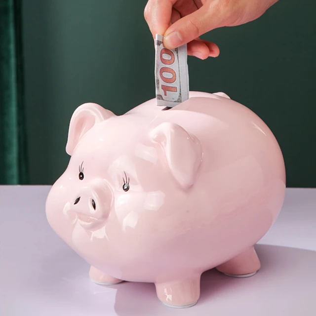 Pink Ceramic Money Box No Out Pig Piggy Bank Need To Break and