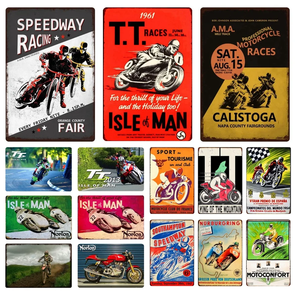 AKBOK Poster vintage per auto moto olio benzina poster retrò garage benzina poster olio e stazione di servizio poster uomo grotta garage bar decorazione da parete 12 pezzi 20 x 25 cm senza cornice