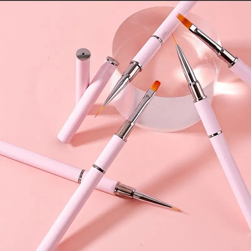 Dual-ended Nail Brush French Stripe Brushes Manicure Liner Brush 3D Tips Ultra-thin Line Drawing Pen UV Gel Painting Brushes 2