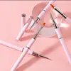 Dual-ended Nail Brush French Stripe Brushes Manicure Liner Brush 3D Tips Ultra-thin Line Drawing Pen UV Gel Painting Brushes 2