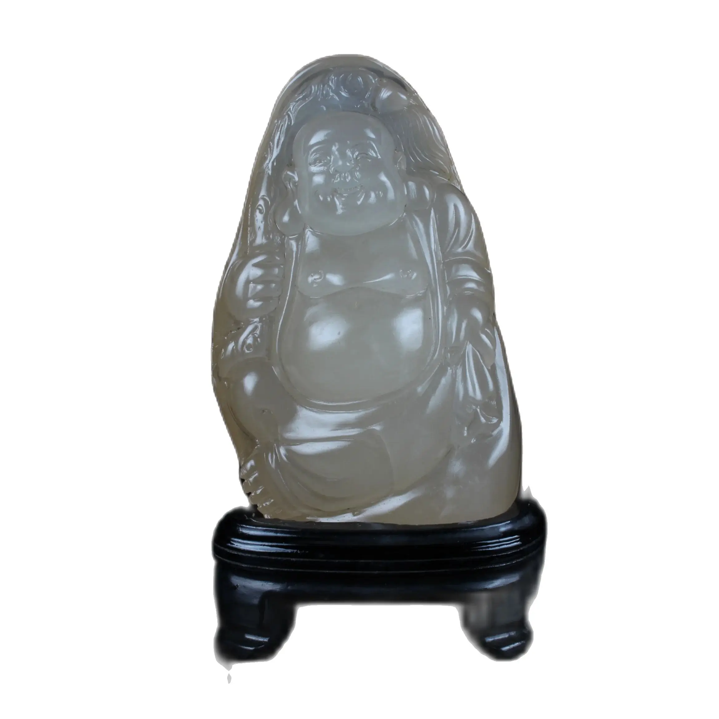 

China Collection Agate Exquisite Hand Carved Maitreya Buddha Pattern Statue Home decoration Ornaments Exhibits