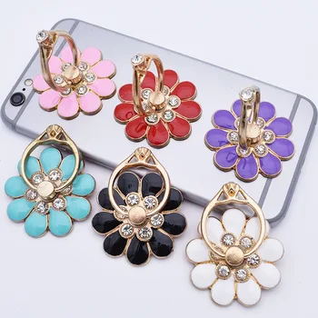 Accessori per custodie per cellulari Supporto per telefono con fiore in lega Anello in metallo creativo Fibbia Decorazione per cellulare Adesivo posteriore fai da te