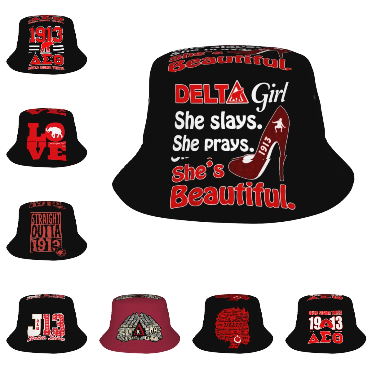 

Delta Sorority Sigma Theta DST Fisherman's Cap Outdoor Bucket Hats Fishing Hat Wide Brim Cap Unisex Foldable Beach Summer Travel