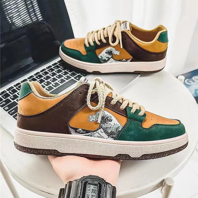 

Shoes for Men Spring/Autumn New Fashion Low-top Lace-up Breathable Mixed Colors Leather Casual Shoes