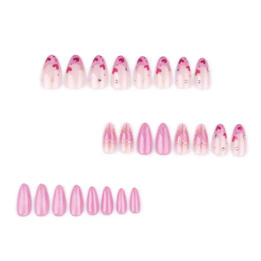 Manicure Long Almond False Nails French Detachable Fake Nails Aurora Press on Nails DIY