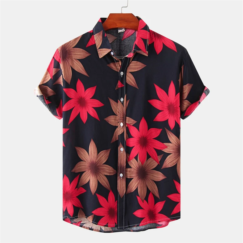 thumbnail image 1 of Camisa hawaiana de verano 2023 para hombre, con estampado de flores en 3D, moda urbana, camisetas de manga corta, camisas florales de playa, camisas holgadas para hombre, 1 of 5