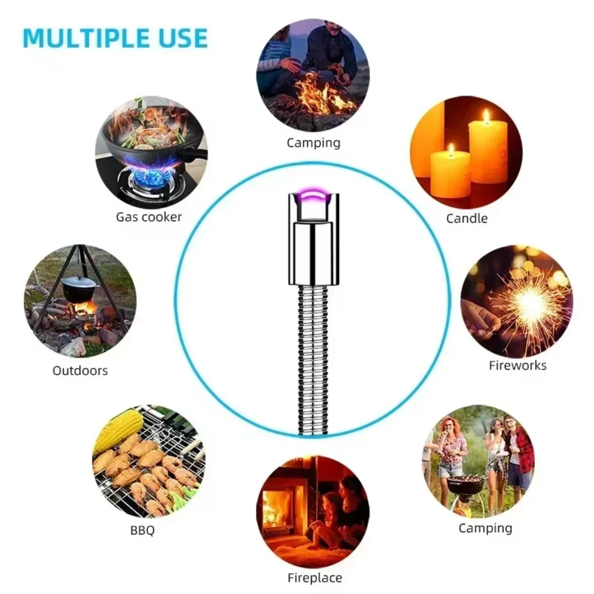Electronic Lighter USB Rechargeable Kitchen Electric Arc Ignition Gun Windproof Flameless Plasma Lighters Replaceable Battery