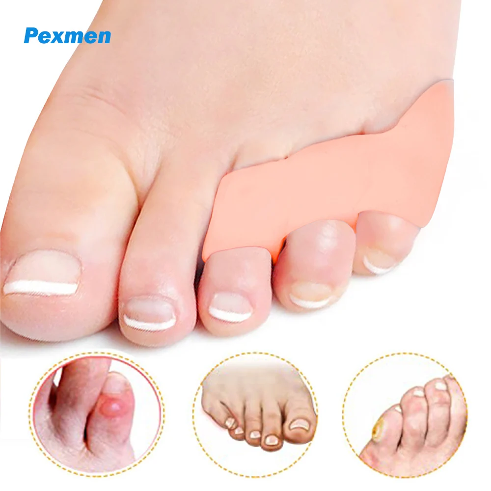 

Pexmen 2Pcs Pinky Toe Separator and Protectors Little Toe Spacers for Overlapping and Hammer Toe Tailor’s Bunion Pain Relief