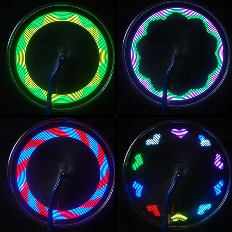 

Bike Wheel Spoke LED Lamp Waterproof Cycle Tyre Wheel Valve 7 Flash Lights with Bright Bike Words Cycling Light Bike Accessories