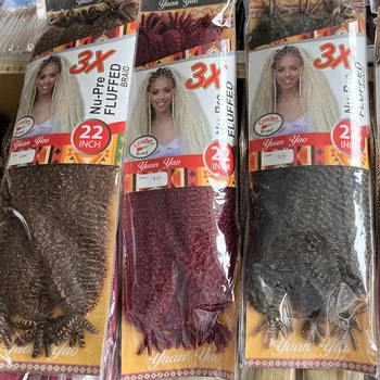 1/2/3 Packs Soft Spring Afro Twist Hair 22 Inch Marley Crochet Braiding Hair Pre-Separated Synthetic Hair Extension For Women 1