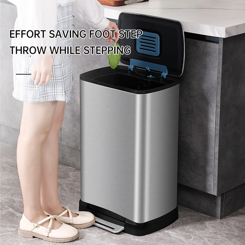 

Корзина для мусора с крышкой, бытовой контейнер для мусора большой вместимости, из нержавеющей стали, с крышкой, для гостиной