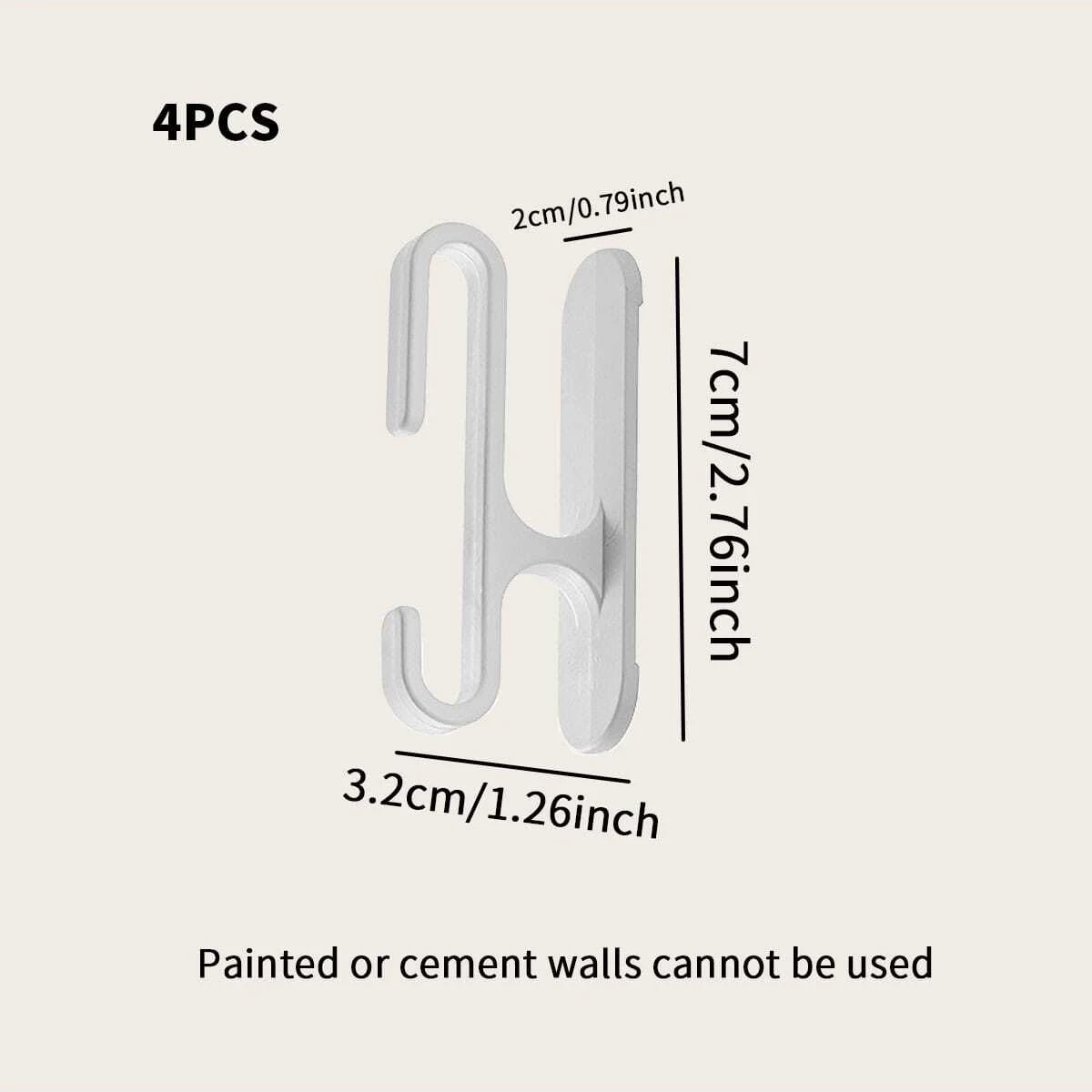 4pcs Adhesive Hook Power Cord Storage
